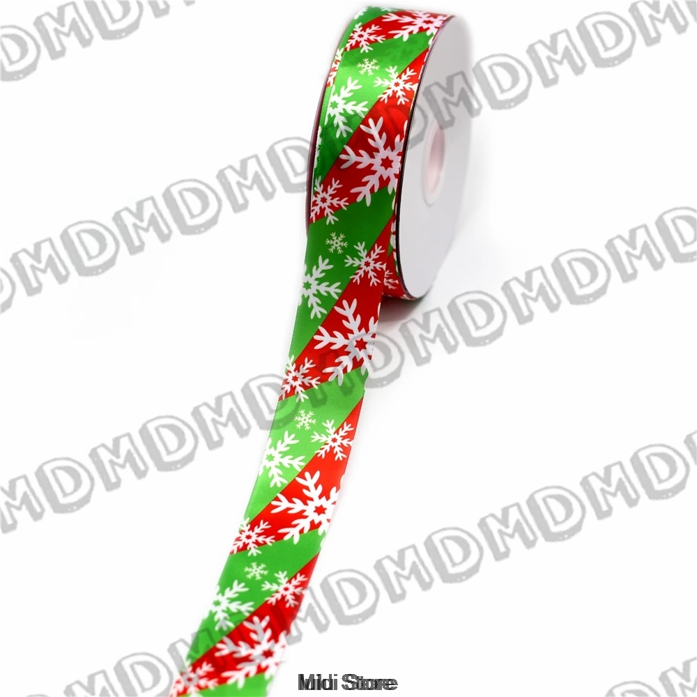 

100 Yards 9mm-75mm Satin Ribbon Printed Snowflake DIY Handmade Gift Wrapping Packing Hair Bow Accessories HT01-PG022-00839