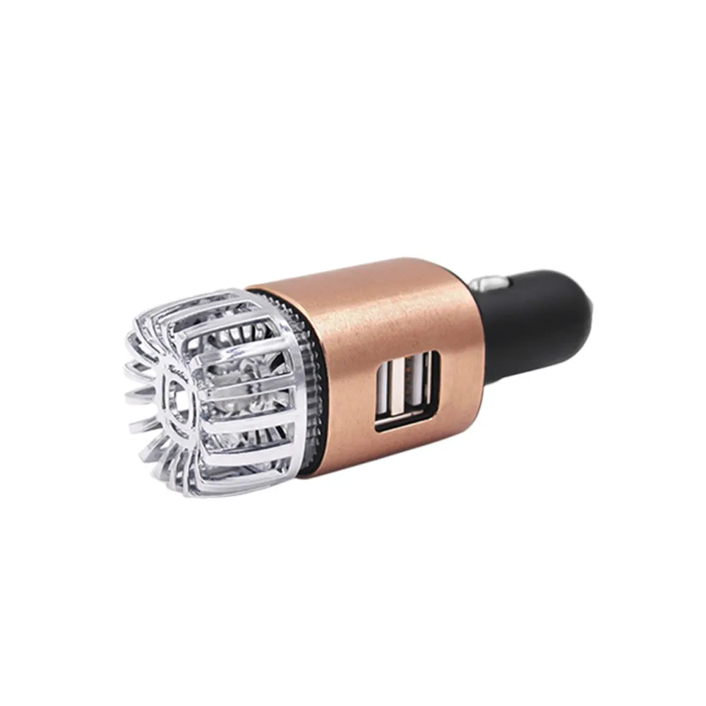 Rose Gold 2 в 1 автомобиля с двумя портами USB свежего воздуха Ионный очиститель кислородный бар озоновый ионизатор генератор дыма для автомобилей автомобиля для чистки очиститель, ионизатора воздуха - Цвет: Rose Gold