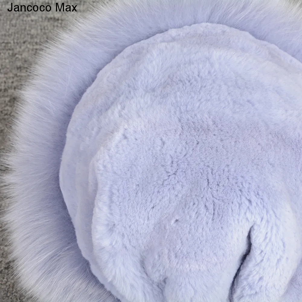 Jancoco Max/новые стильные женские теплые зимние шапки из натурального меха кролика Рекс и лисы модные меховые шапки шарф наивысшего качества S7145
