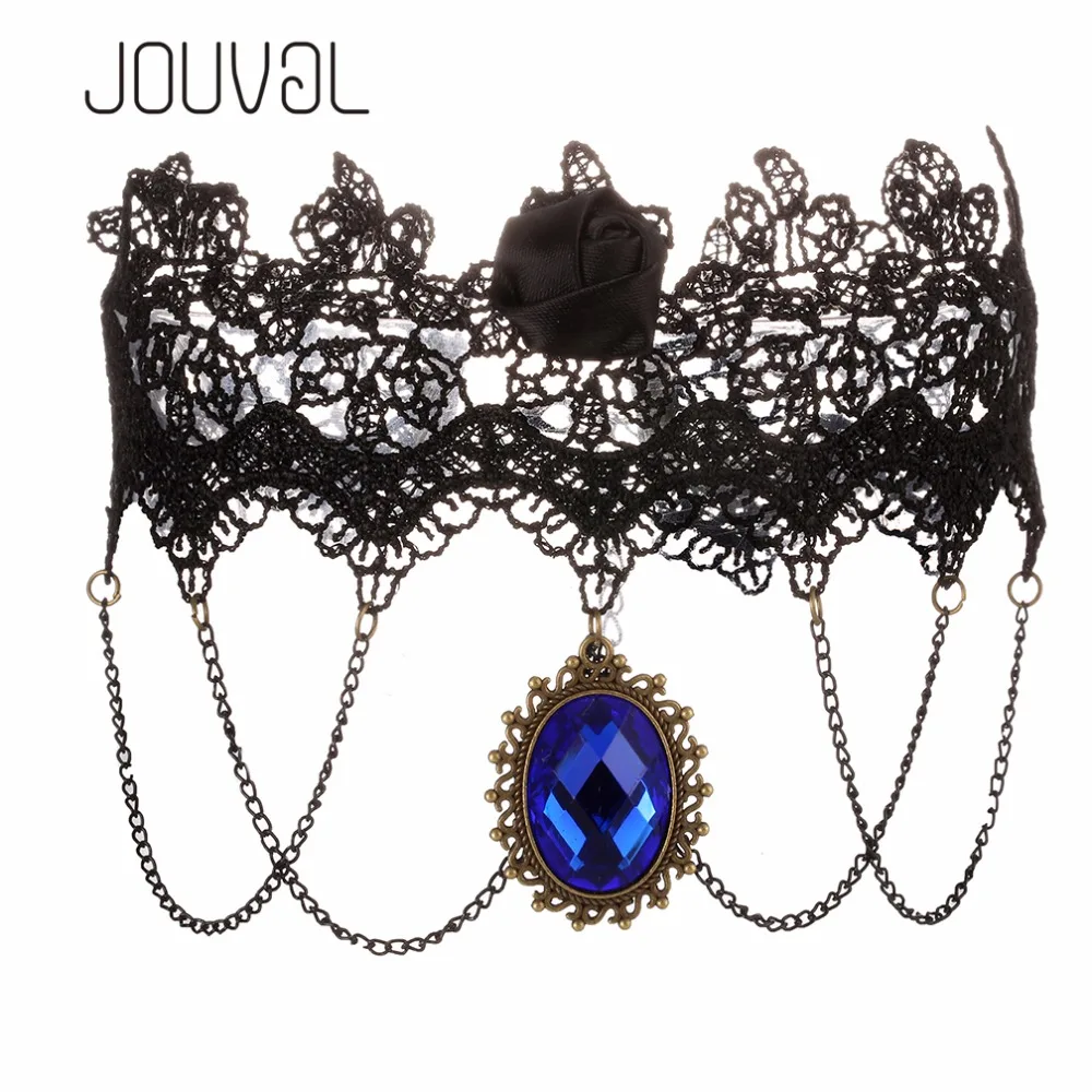 JOUVAL колье сексуальное готическое колье Черное Кружевное колье на шею винтажное викторианское женское колье в стиле стимпанк ювелирное изделие распродажа