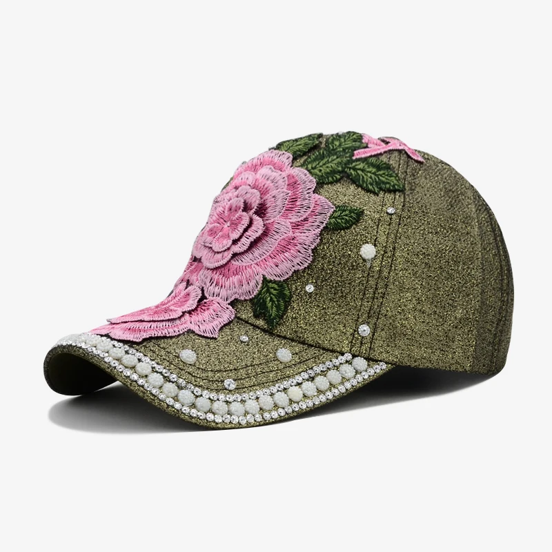 COKK Женская Бейсболка вышитая цветочными бусинами Шляпа Snapback вечерние летняя