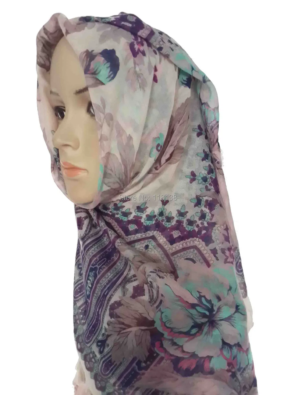 Аксессуары для мусульманского хиджаба шарфы и кисточки с цветочным принтом |