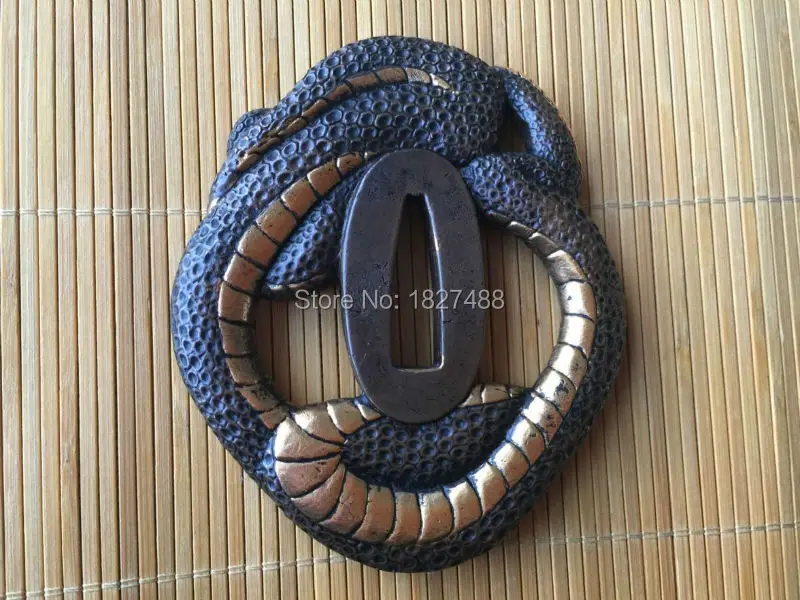 Японский медный костюм Цуба для катания меч вакидзаси аксессуары W/ Snake | Дом и сад