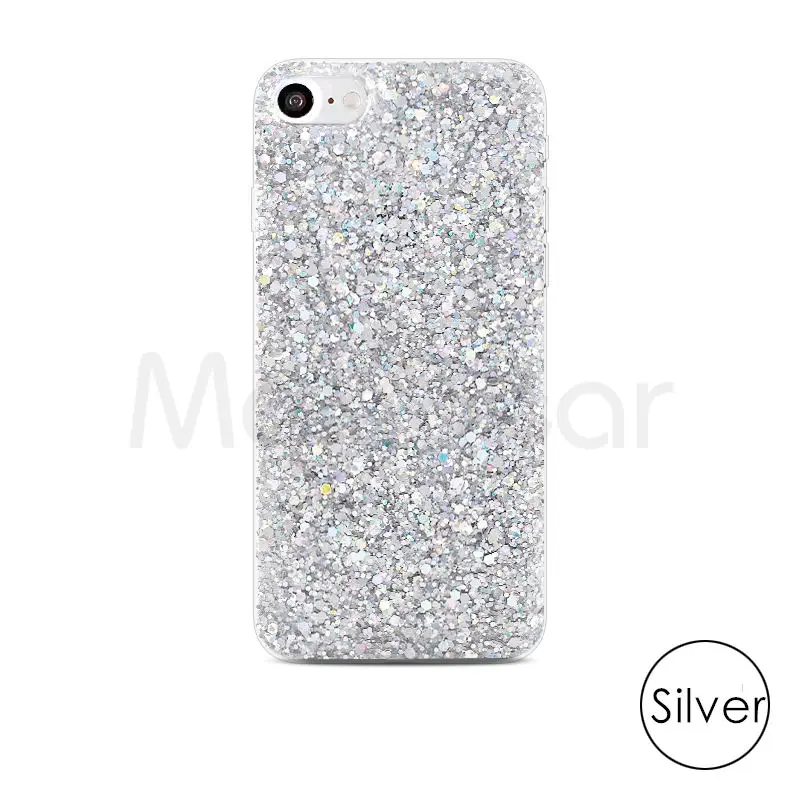 Silver QINUO силиконовый Блестящий Мягкий чехол для iPhone 5, 5S, 7, 6, 8 Plus, X блестящий чехол для телефона для iPhone 11 Pro Max, XR, XS, Max, чехол s, оболочка, чехол - Цвет: Silver