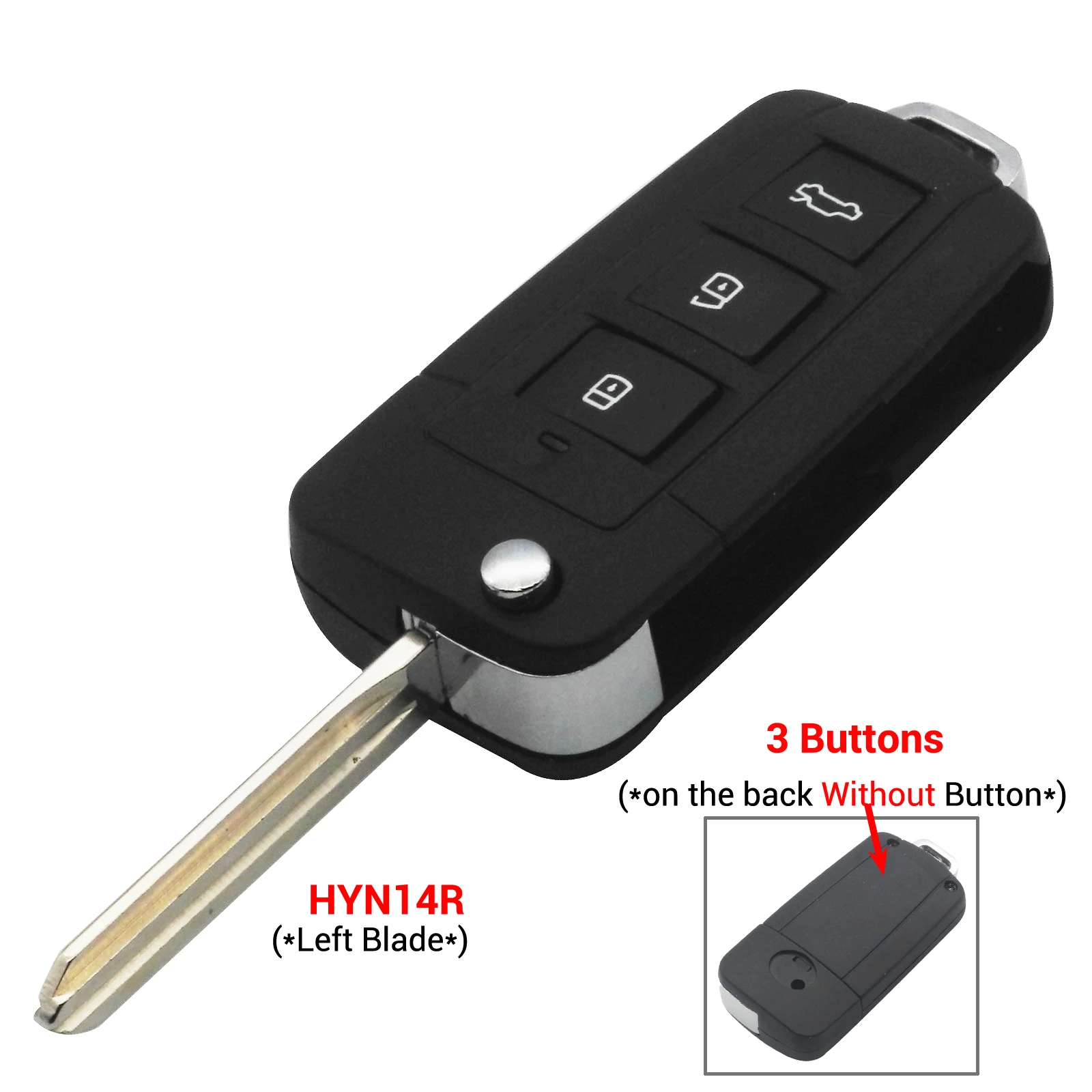 HYN14R 3 Buttons Jingyuqin 3/4 Кнопка Модифицированная Складная оболочка дистанционного ключа для Kia для hyundai Elantra Sonata Genesis автомобильный чехол для ключей Fob HYN10 HYN14R - Количество кнопок: HYN14R 3 Buttons