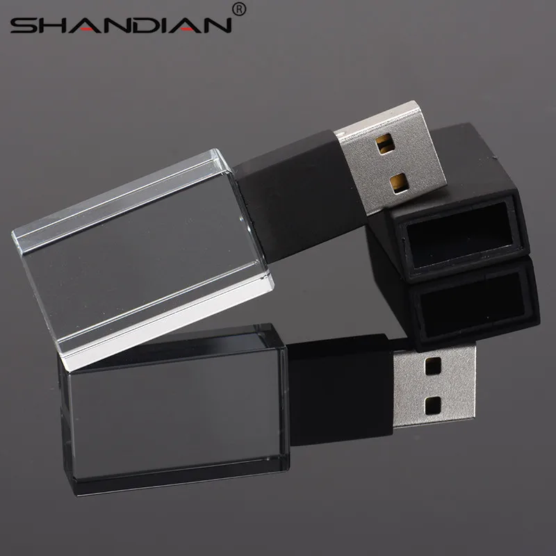 SHANDIAN Кристальный usb палочки 3D Распечатать собственный логотип 4 ГБ 16 ГБ 32 ГБ 64 ГБ флеш-накопитель usb прозрачное стекло(более 10 шт бесплатный логотип