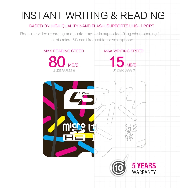 LD Micro SD карта 32 Гб класс 10 16 Гб/64 Гб/128 Гб класс 10 UHS-1 8 Гб класс 6 Карта памяти флэш-карта памяти для камеры планшета