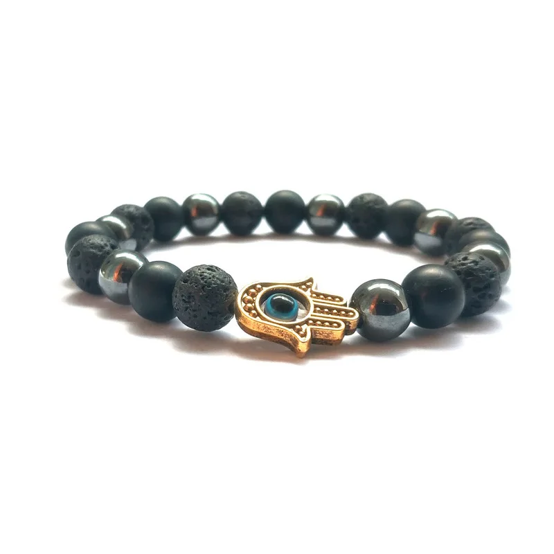Браслет сглаза и ладонь из гематита 8 мм|Плетеные браслеты| |