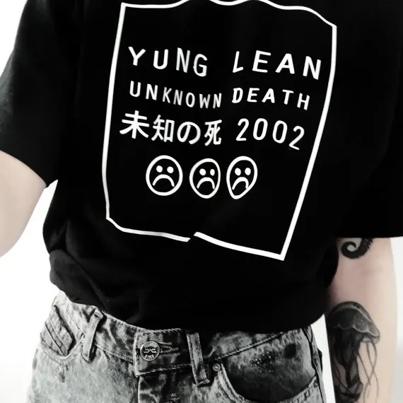 Новое поступление забавная Футболка &quotYung Leanunknown death 2002&quot летняя футболка