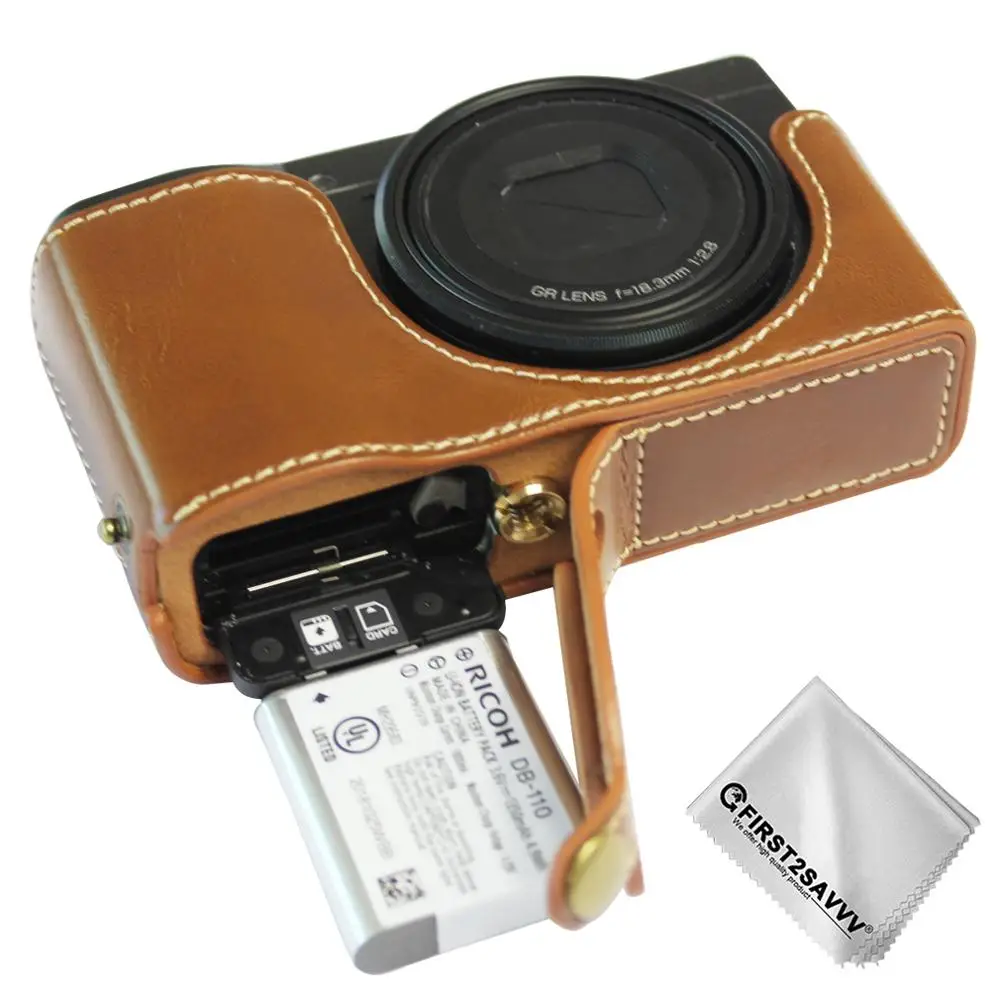 Half Body PU Leather Camera Case Bag For Ricoh GRIII GR3 Cover With Battery Opening | Bags & Cases