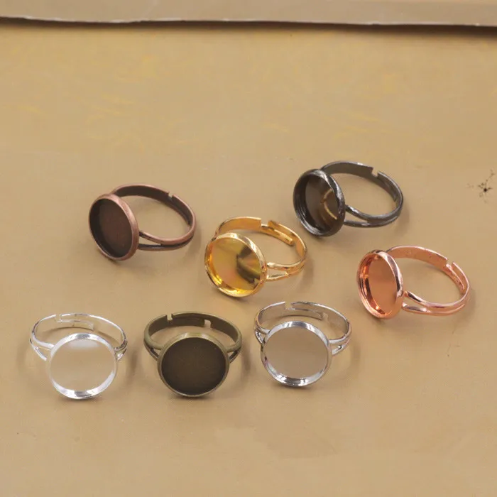 

10pcs Ring Base blank rings settings Fit Dia 8 10 12 14 16 18 20 25mm Cabochons Cameo Settings Tray DIY Jewelry Making Ring