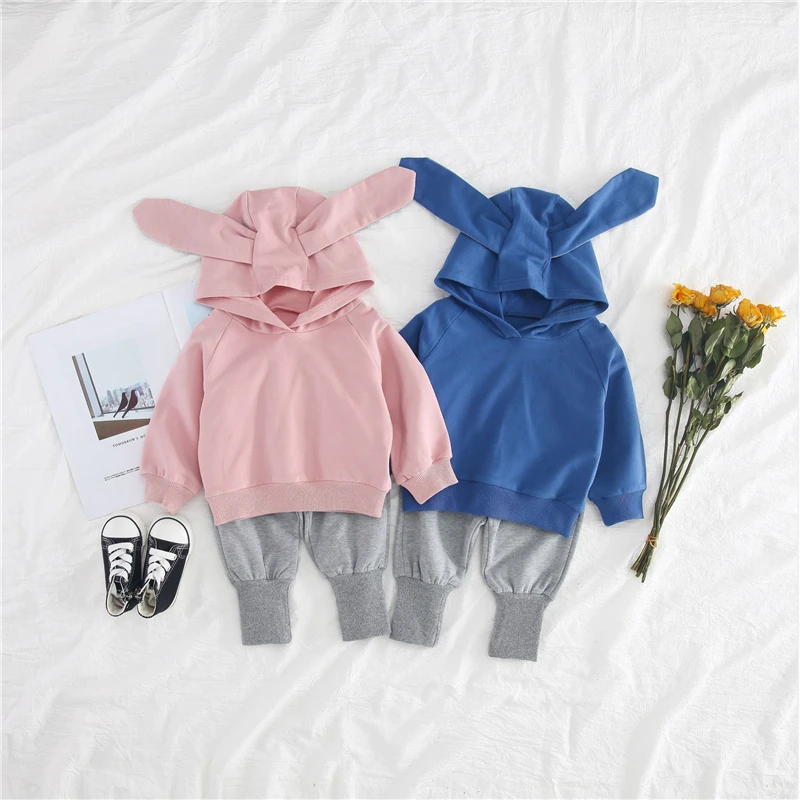 Детский комплект из 2 предметов свитер с капюшоном и длинными рукавами штаны