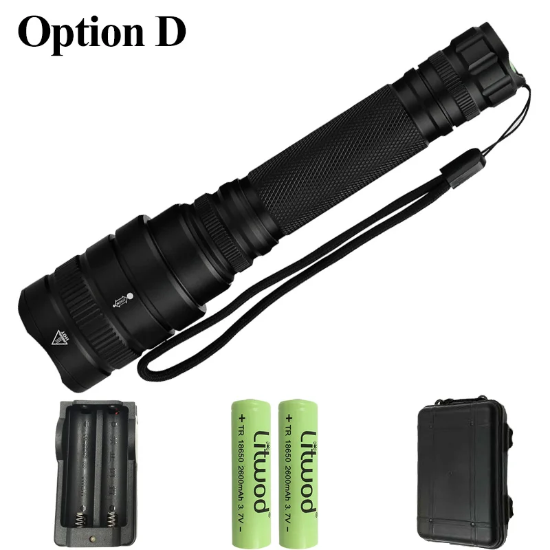 Option D Litwod Z301515 самый мощный тактический фонарь XHP70.2 и XHP50.2, фонарик 3800лм, 18650 аккумулятор, 5200 мАч, фонарь с зумом - Испускаемый цвет: Option D