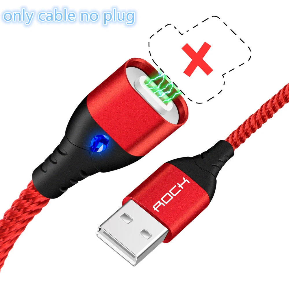Only Red Cable Магнитный usb-кабель ROCK 5A для быстрой зарядки, кабель USB type C, кабель для микроосвещения для iPhone, samsung, Xiaomi, универсальный usb-шнур - Цвет: Only Red Cable