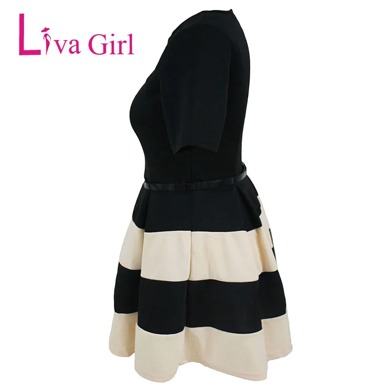 LIVA Девушка Полосатый Плюс размер женское платье для катания на коньках 2019 Весна