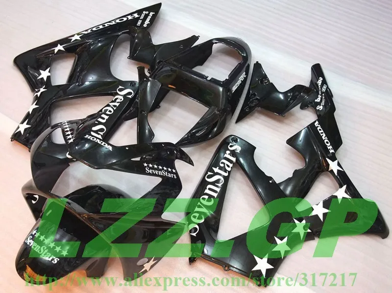 

ABS fairing for HONDA CBR900RR 929 00 01 CBR 900RR 00 01 CBR929 00 01 CBR 929 7stars black Fairings kits #S6J2A .