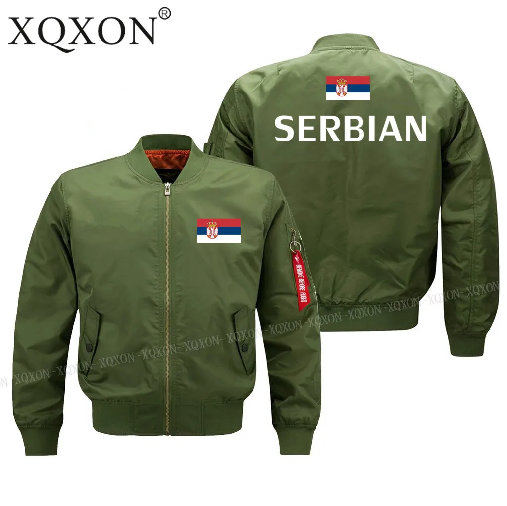 XQXON 2021New с длинным рукавом флаг сербии осень зима бомбардировщик куртка высокого