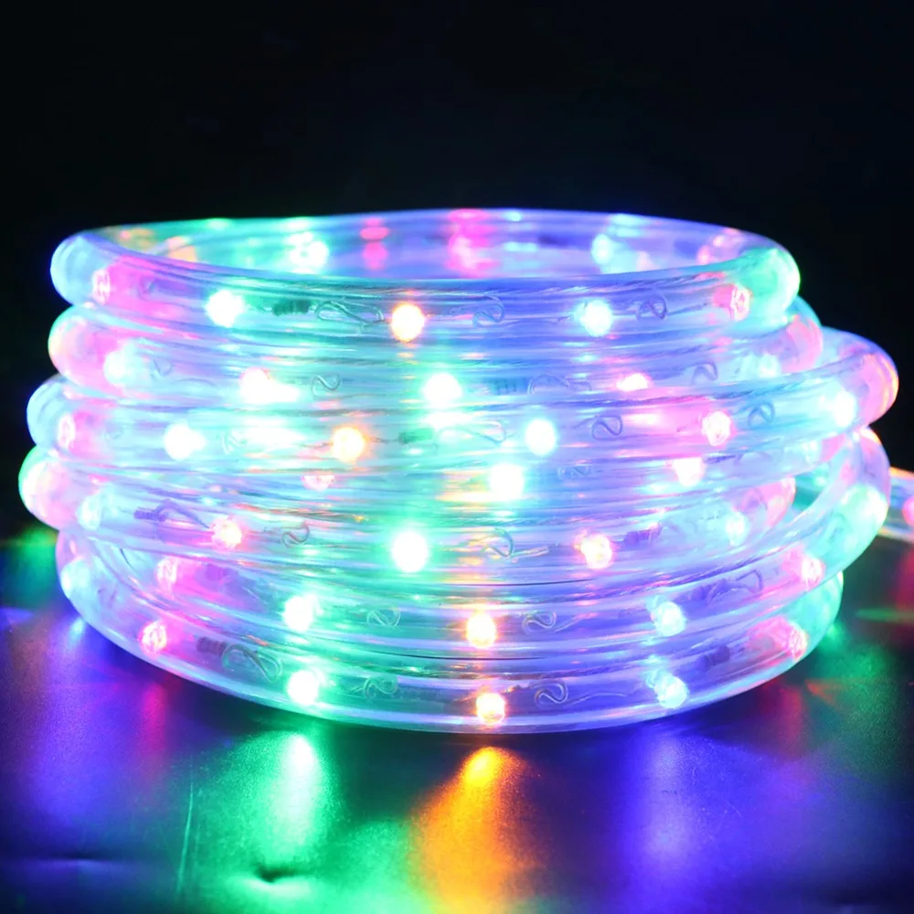 AC220V RGB неоновый светильник с круглой трубкой Светодиодная лента гибкий водонепроницаемый светодиодный светильник 36 светодиодный s/m EU штекер светодиодный лента для декора