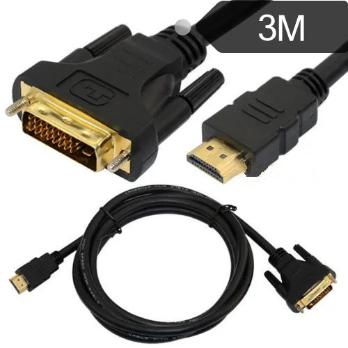 DVI 24 + 1pin папа к HDMI Мужской цифровой кабель Ведущий ПК LCD HD TV позолоченный 3 м |