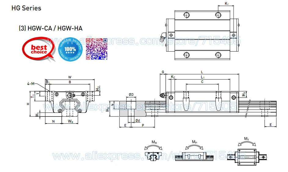 HGW20 HIWIN подшипниковый блок оригинальная Тайваньская серия HGW 20 мм с