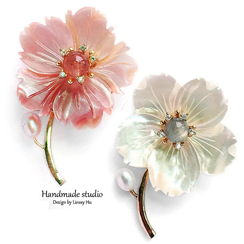 La MaxZa Flower Brooches Jewelry Romantic Freshwater Pearls Brooches Women Fashion Trendy Christmas Gift Handmade XZ2002