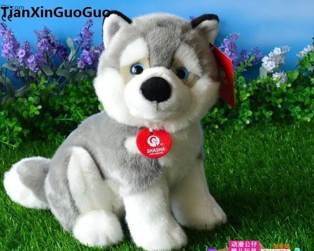 

about 28cm squatting dog gray husky plush toy soft doll birthday gift s0275