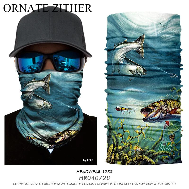 3D форель головная повязка Бесшовные Волшебные шеи Gaiter лицо шарф маска приманки