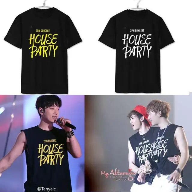 2PM 2017 House Party kpop concert T-shirt shorts Korean fashion star black tee shirts Khun 2 fans men women t | Женская одежда
