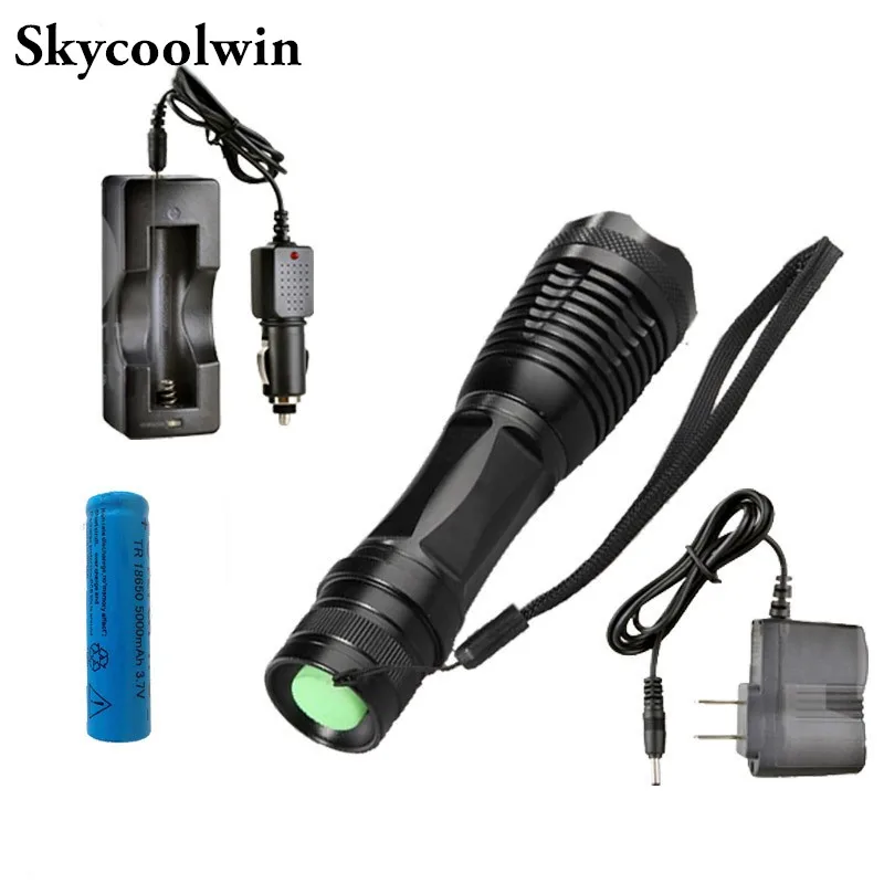 Высокая Мощность 2300LM CREE XML T6 алюминиевый светодиодный фонарь с приближением, факел проблескового света лампы+ Зарядное устройство+ 5000 мА/ч, Батарея