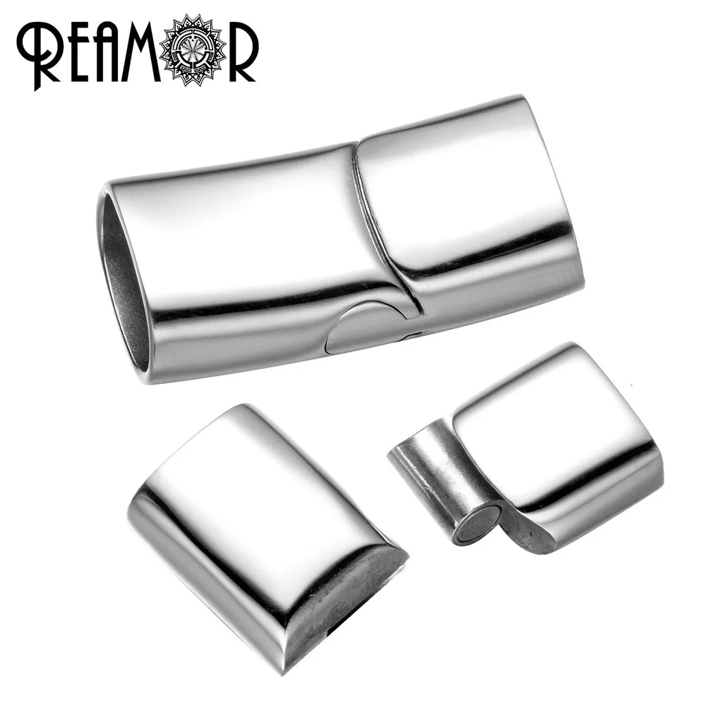 REAMOR 12*6 мм 316l нержавеющая сталь сплющенная Пряжка магнит крюк ювелирных изделий кожаный браслет на магнитной застежке DIY ювелирных изделий