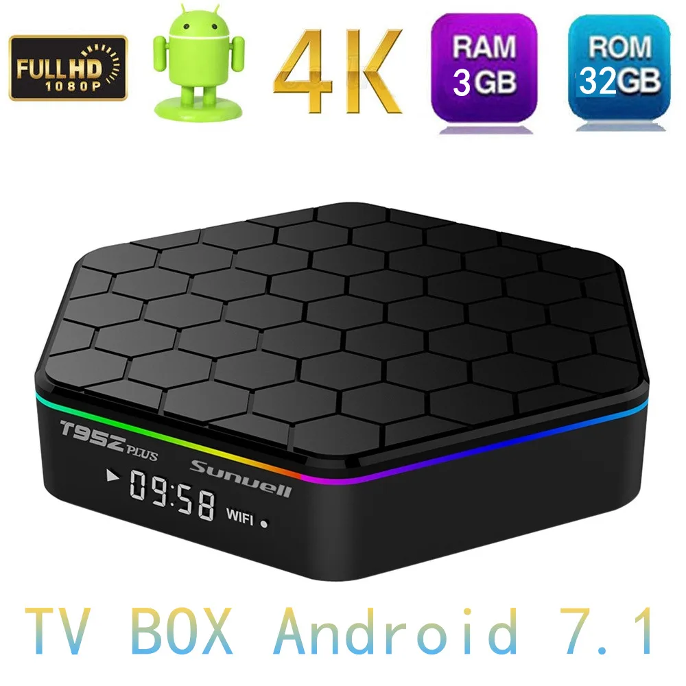 ТВ приставка leelbox t95z plus android 7 1 amlogic s912 3 ГБ 32 netflix 2 4G/5 ГГц Wi Fi BT4.0|ТВ-приставки и