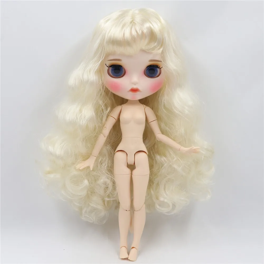 

ICY DBS Blyth doll 1/6 bjd white skin joint body white sliver hair matte face Carved lips with eyebrow customized face