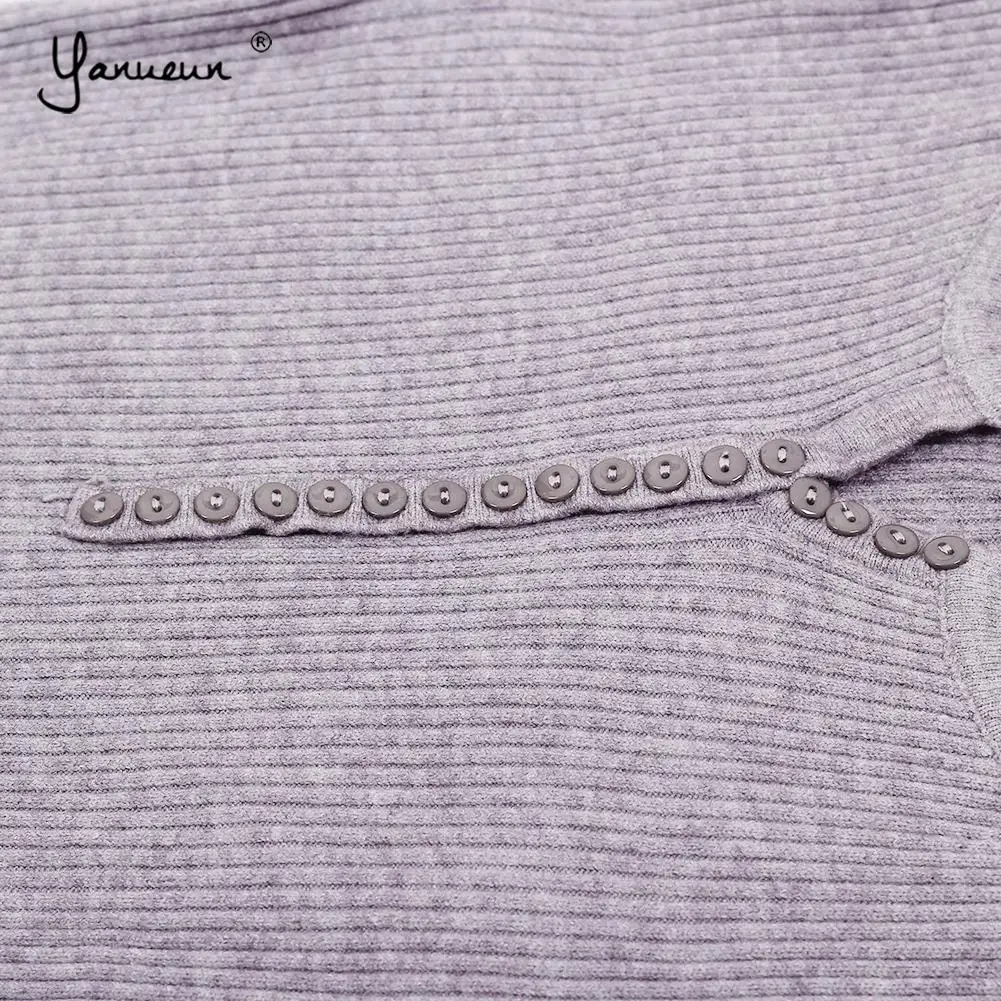 Yanueun 2018 Autumn Winter New Hot Women Sweaters and Pullovers Buttons Knitted Tops Long Sleeve Knit Jumpers Slim | Женская одежда