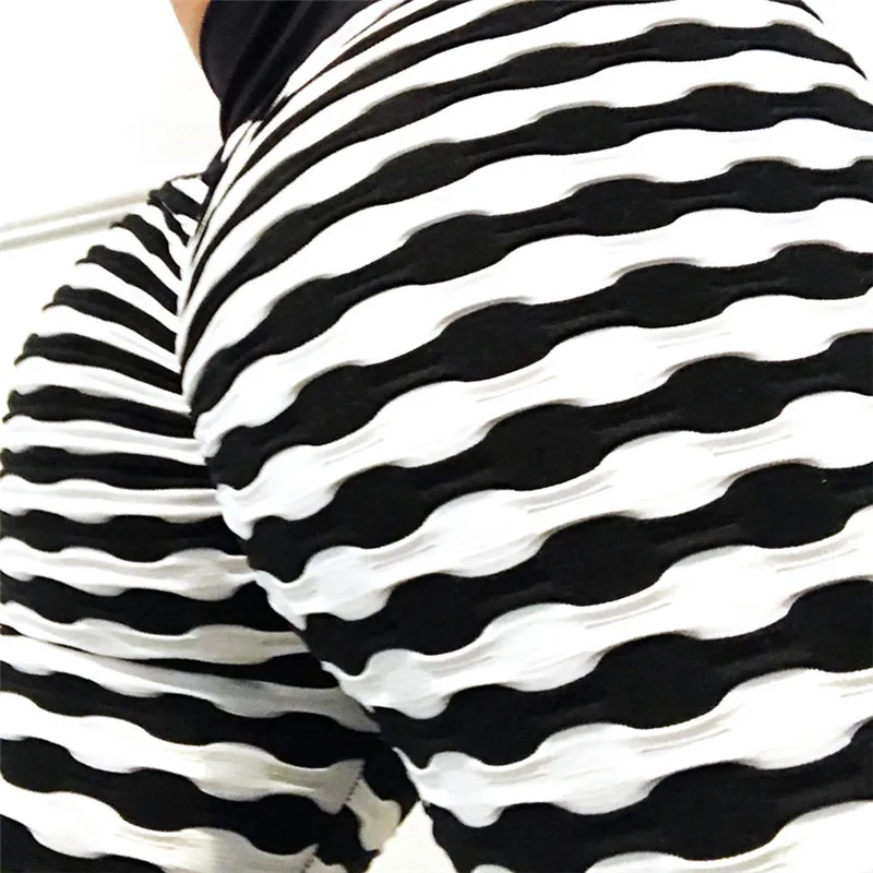 Новинка 2018 штаны для фитнеса и йоги в полоску облегающие леггинсы бега женские