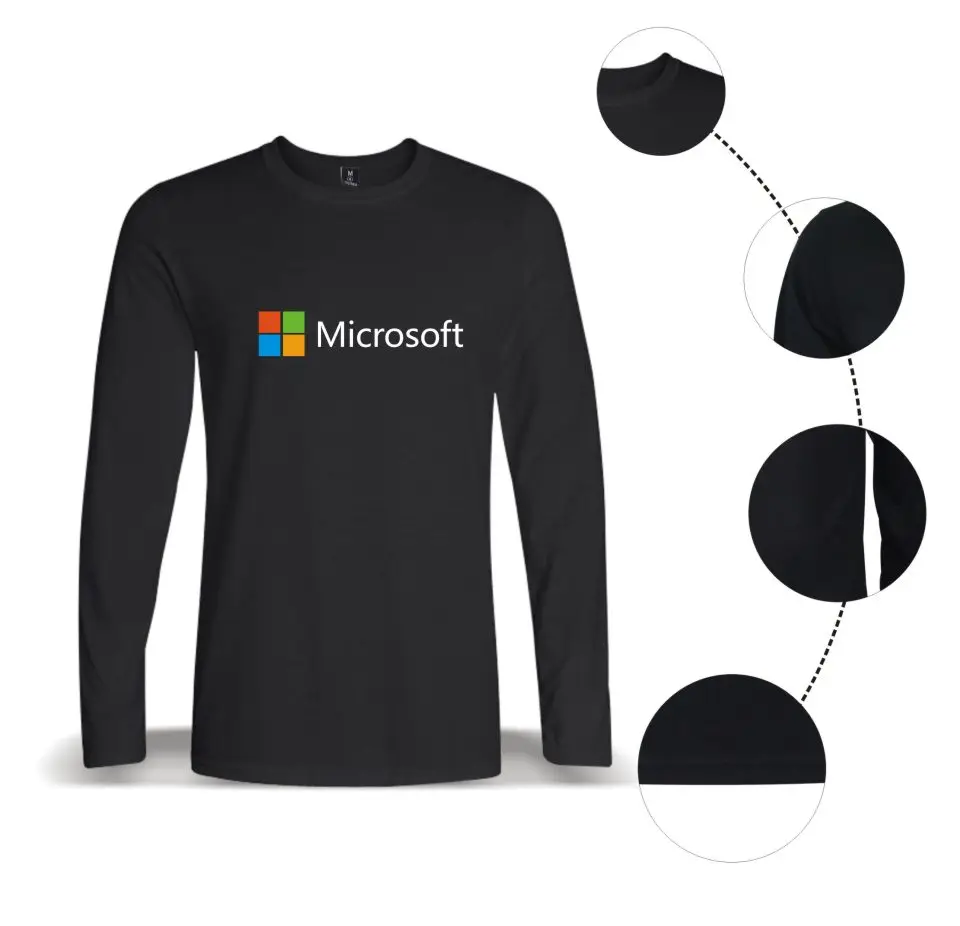 Это Google microsoft пуловер Футболка мужская хлопок с длинным рукавом Печатный узор Повседневная футболка Homme мужчины/женщины плюс размер