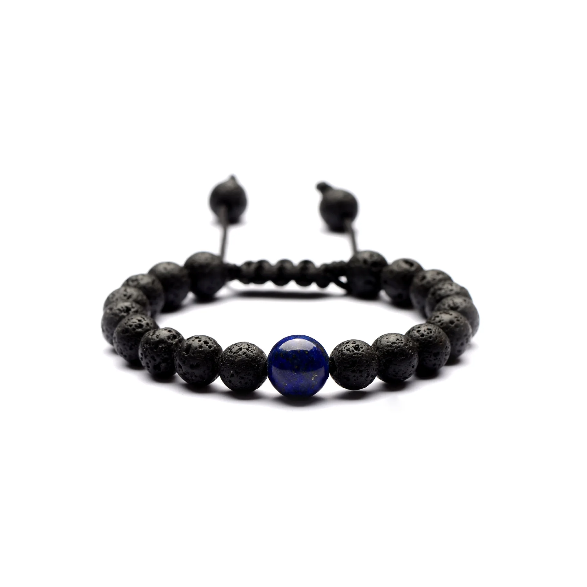 Браслет из вулканических камней тонкие струны натурального оникса и аметиста