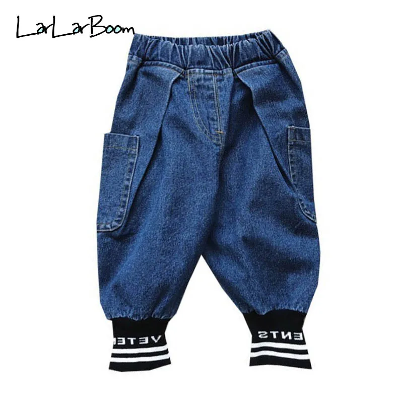 

LarLarBoom Jeans for Boys Solid Pocket Thread Mouth Harem Pants Boys Clothing Denim Jeans Pants Children Trousers