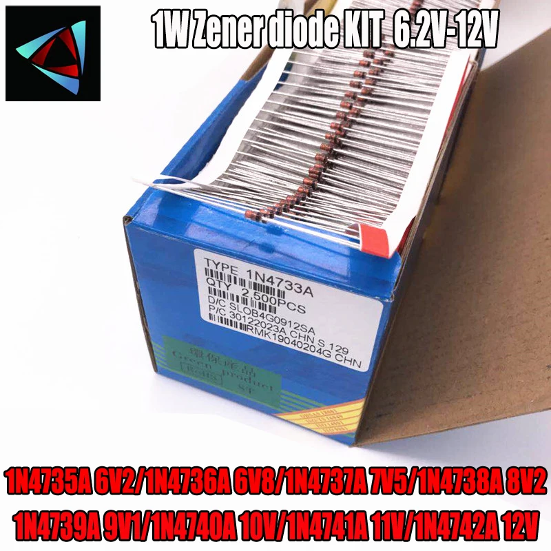 50 шт. 1 Вт туннельный диод DO 41 1N4735A 6V2/1N4736A 6V8/1N4737A 7V5/1N4738A 8V2/1N4739A 9V1/1N4740A 10V/1N4741A 11V/1N4742A