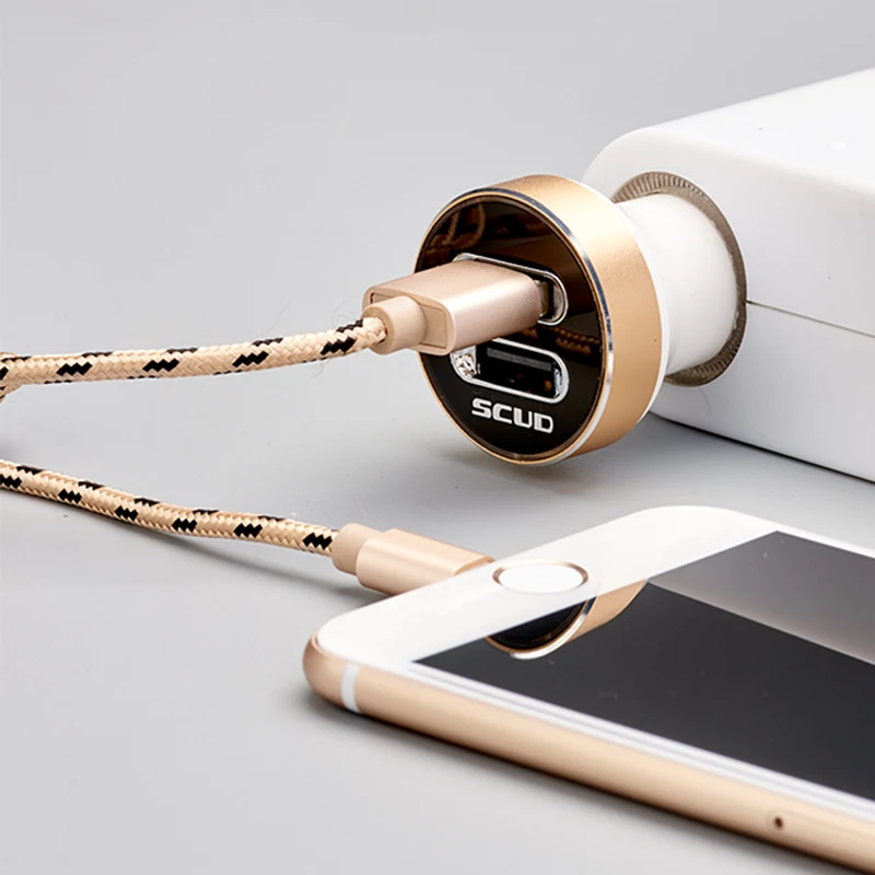 Автомобильное зарядное устройство SCUD с двумя выходами USB 2.4A быстрая зарядка