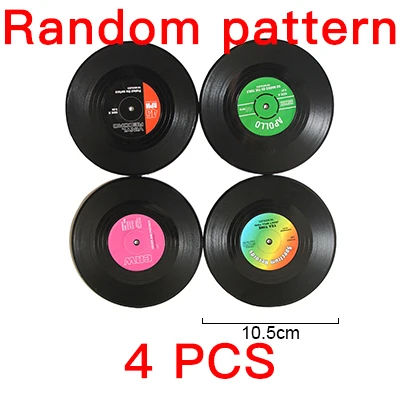 random 4PCS Настольные подложки под посуду в виде виниловых пластинок из экологического пластика 2, 4, 6 штук, лаконичная и необычная подставка под кружку, подставки под горячие чашки - Цвет: random 4PCS
