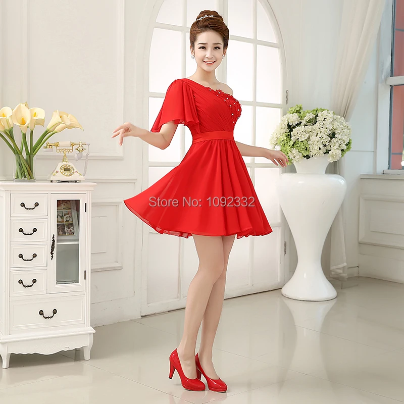 Новинка 2016 в наличии свадебное платье женское красное индивидуальное короткое