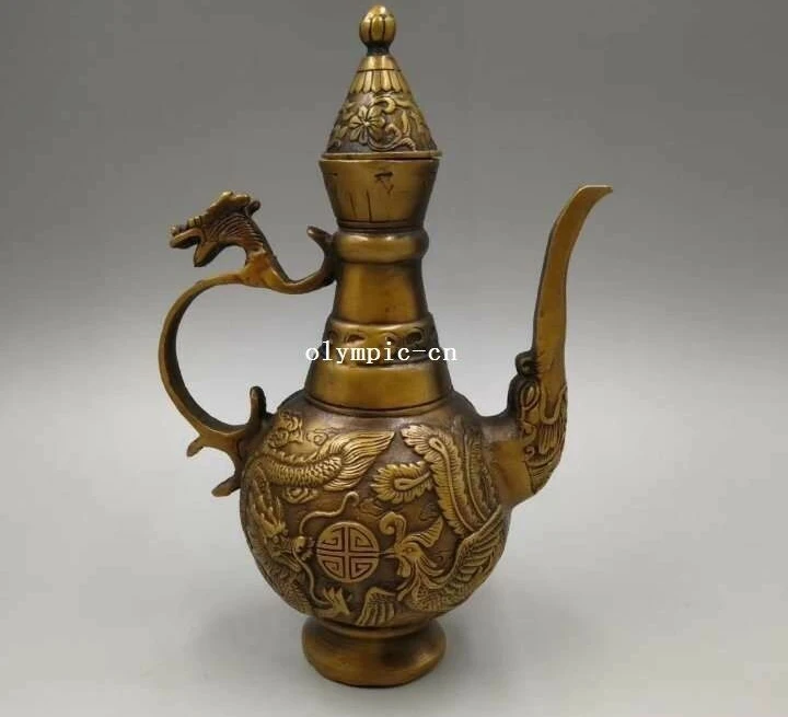 8 дюймов медная резная статуя дракона Феникса | Дом и сад