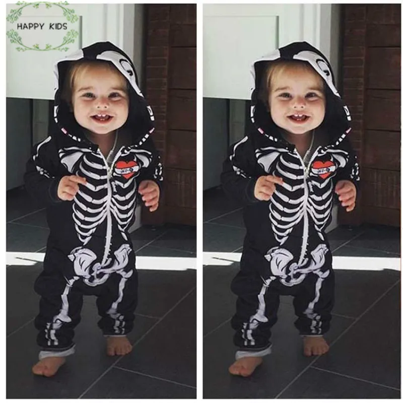 Комбинезон детский с капюшоном черепом скелетом DLY234 | Детская одежда и обувь