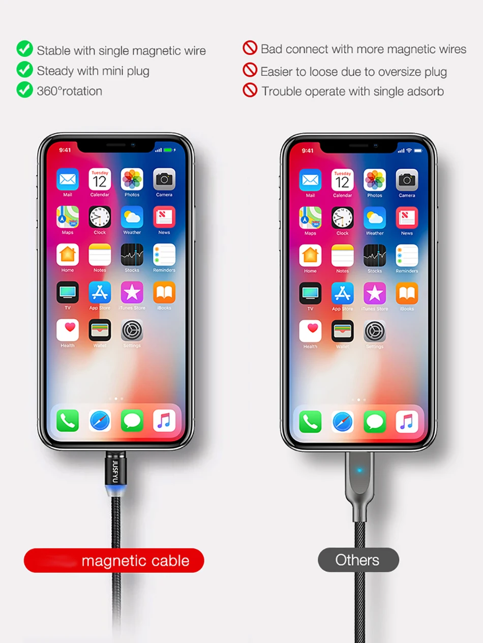 1 м/2 м светодиодный магнитный кабель Micro USB кабель usb type-C нейлоновый Плетеный Магнитный кабель type-C для зарядки iPhone samsung S10 S9