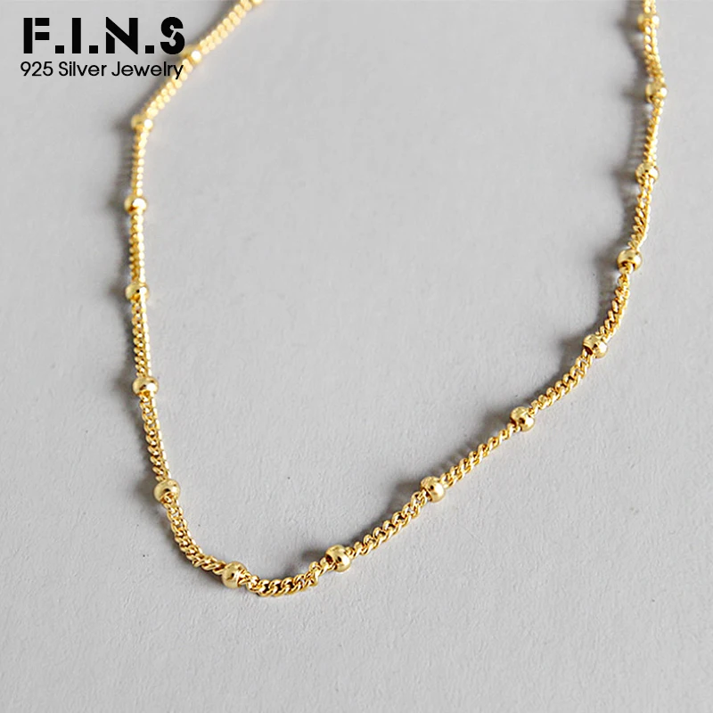 F.I.N.S Лидер продаж S925 серебро изысканный круглый бисер ключицы цепи ожерелье женский модный чокер с бижутерией ожерелье Womem