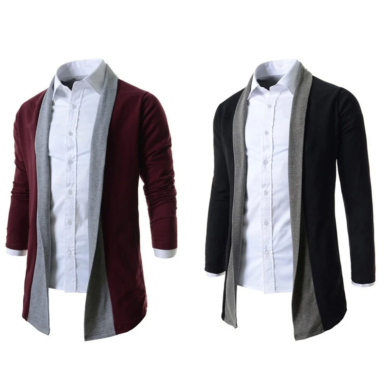 Zogaa Geek New Men's Cardigan Color Matching Casual Long Sleeve Knit Male Autumn pure color sweater wholesale |