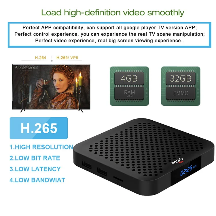 M9S J2 Android 8,1 ТВ коробка 4 Гб+ 32 ГБ Встроенная память RK3228 1080 P 4 ядра Smart ТВ коробка 2,4 г WI-FI 4,0 Bluetooth 4 K HD GooglePlay медиа