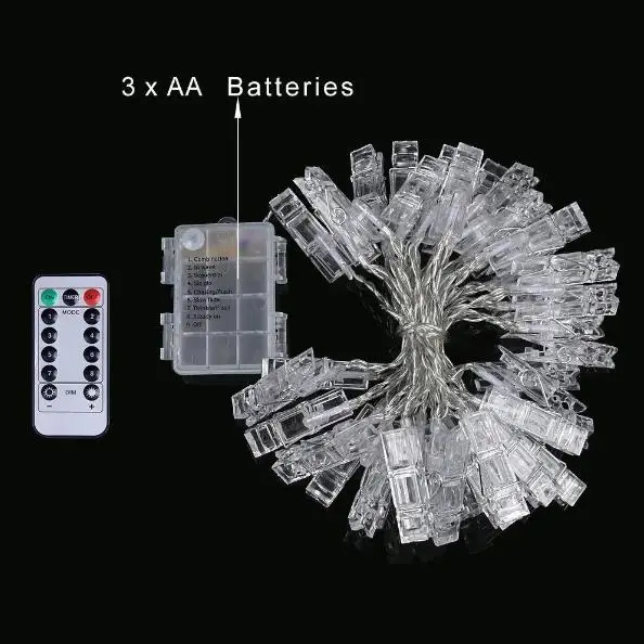 5m 50leds remote 5 м 50 светодиодный светильник с зажимом, гирлянда, чтобы повесить фотографии, сказочный светильник, s фонарь, изображение, светильник s светодиодный, гирлянда, вечерние, на батарейках, Рождественская лампа - Испускаемый цвет: 5m 50leds remote