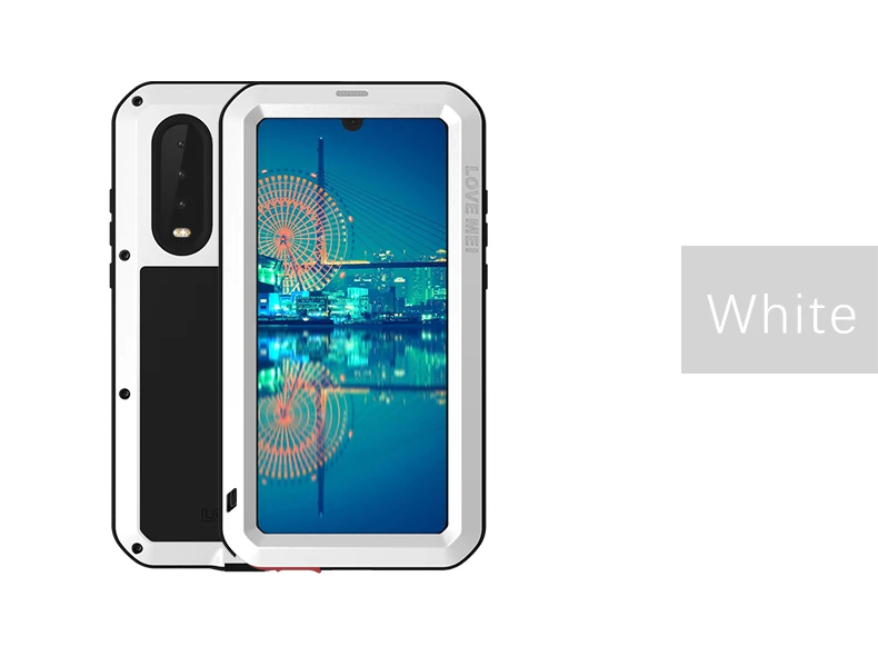 LOVE MEI металлический алюминиевый для huawei P30/P30 Pro/p30 Lite сверхмощный противоударный водонепроницаемый Мощный защитный чехол - Цвет: Белый