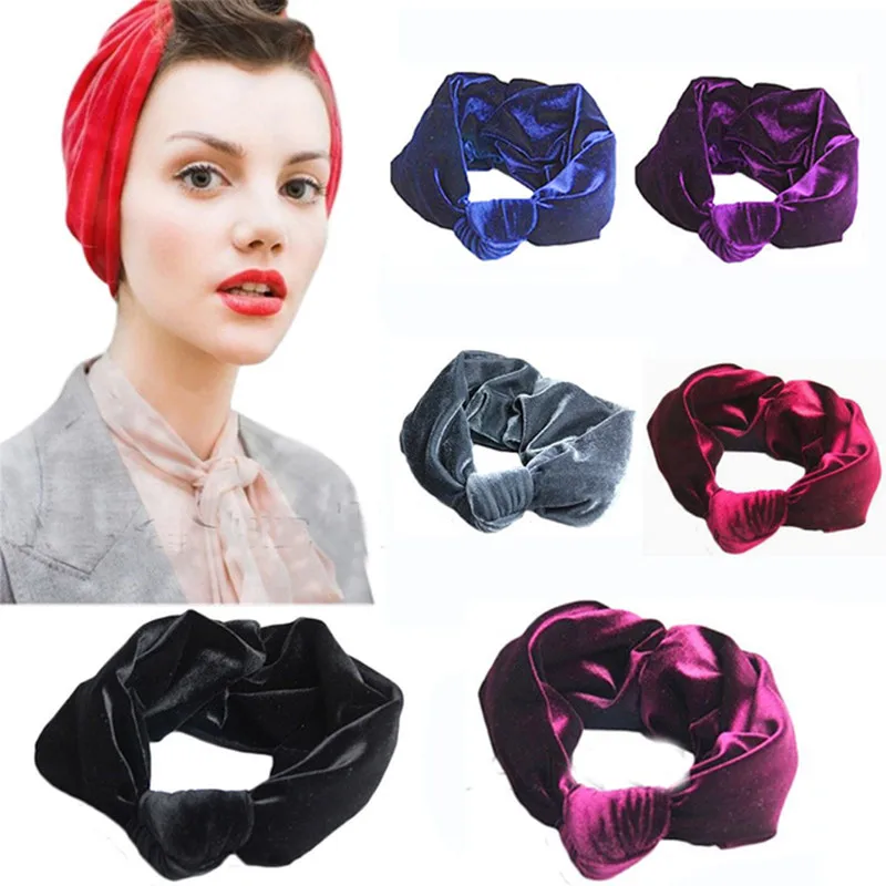 

2018 New 1PCS Velvet Knot Headband Women Noble Scrunchy Twist Hair Band Turban Headband Bandana Bandage On Head For Girls